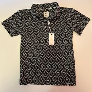 CF Men's Black and White Casual Button Down Shirt